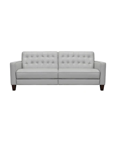Wesley 81" Genuine Leather Power Footrest Tuxedo Arm Sofa