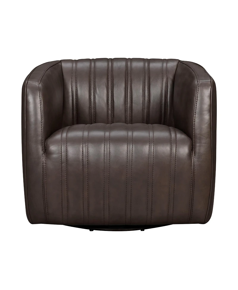 Aries 31" Genuine Leather Swivel Barrel Chair