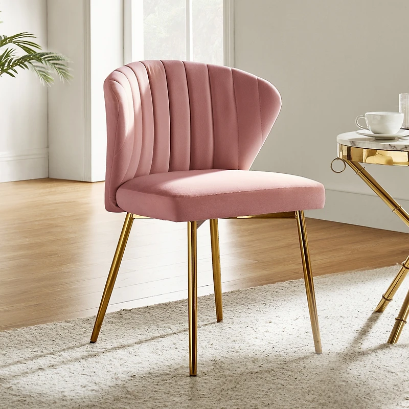 Aruna Velvet Side Chair with Metal Legs