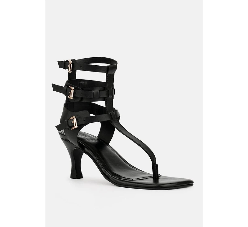 Nereid Black Kitten Heel Cut Out Gladiator Sandals