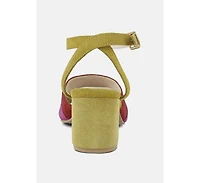 Mon-beau Women Fine Suede Block Heeled Sandal