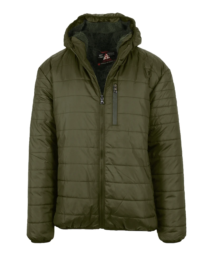 Spire By Galaxy Men's Sherpa Lined Hooded Puffer Jacket
