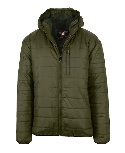 Spire By Galaxy Men's Sherpa Lined Hooded Puffer Jacket