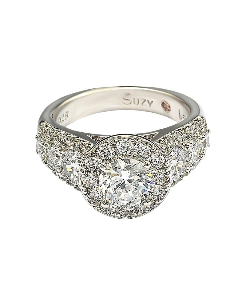 Suzy Levian New York Bridal Sterling Silver Cubic Zirconia Engagement Ring