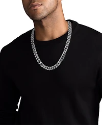 Men's Cubic Zirconia Curb Link 22" Chain Necklace in Sterling Silver