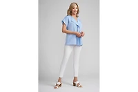 Daphne Cascade Lapel Blouse-sky