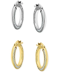 Giani Bernini 2-Pc. Set Cubic Zirconia Small Hoop Earrings in Sterling Silver & 18k Gold-Plate, 0.5", Created for Macy's