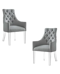 Inspired Home Winona Linen Acrylic Leg Dining Chair Set of 2