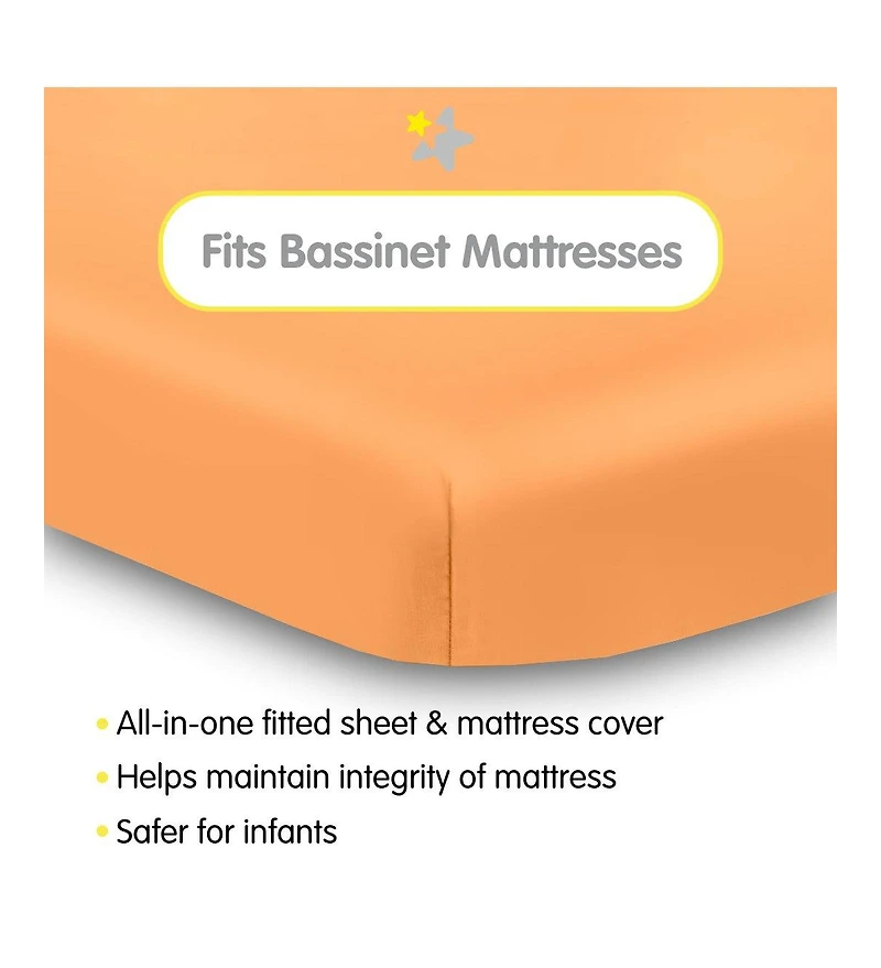BreathableBaby All-in-One Fitted Sheet & Waterproof Cover for 33" x 15" Bassinet Mattress (2-Pack)