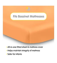 BreathableBaby All-in-One Fitted Sheet & Waterproof Cover for 33" x 15" Bassinet Mattress (2-Pack)