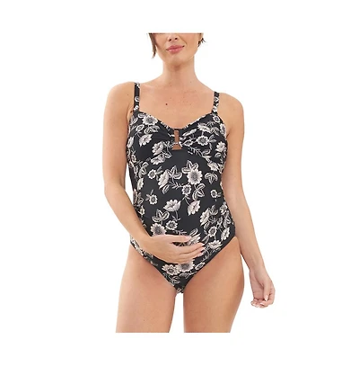 Ripe Maternity Maternity Ripe Trina Bandeau Removable Strap One Piece Black/Natural