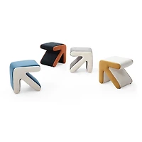 Streamdale Multifaceted Velvet Ottoman/Stool in Black+Orange