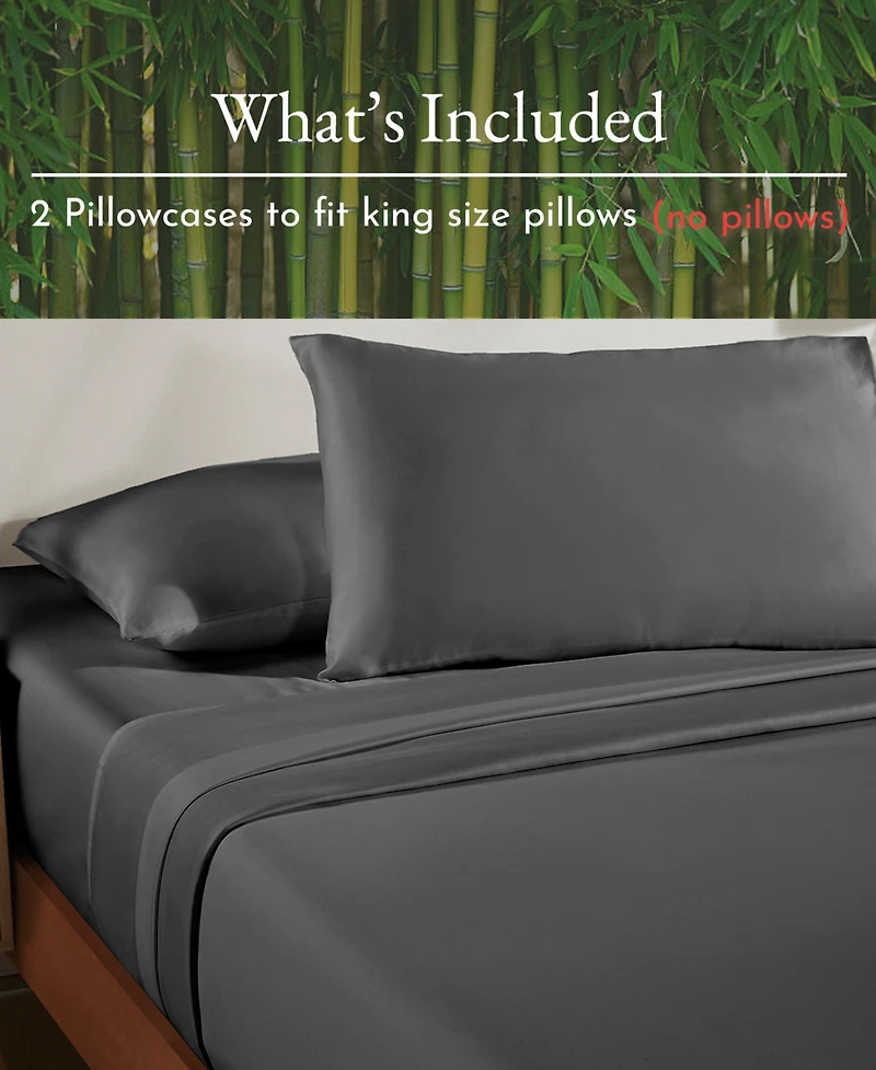 Silky Soft 100% Rayon from Bamboo Cases King Size, Set Of 2 For Smooth Hair & Skin, Fits Pillows by California Design Den