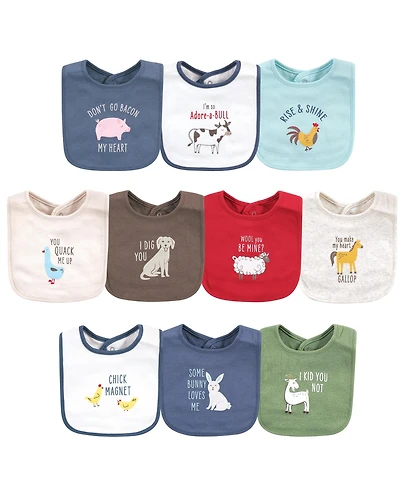 Hudson Baby Boys 10-Piece Soft Interlock Feeding Bib Set
