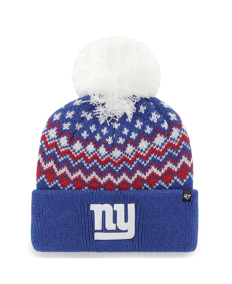 Women's '47 Brand Royal New York Giants Elsa Cuffed Knit Hat with Pom