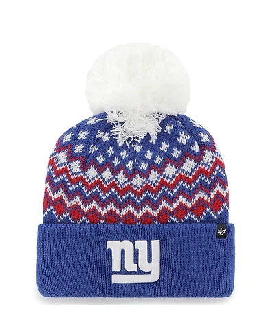 Women's '47 Brand Royal New York Giants Elsa Cuffed Knit Hat with Pom
