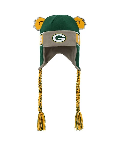 Youth Boys and Girls Outerstuff Green Green Bay Packers Wordmark Ears Trooper Knit Hat