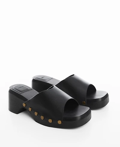 Mango Women's Studded Leather Clogs