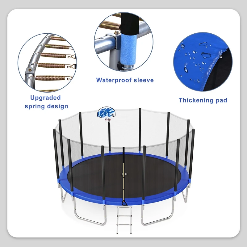 Streamdale Furniture Kids' 16FT Trampoline with Safety Enclosure, Hoop, Ladder