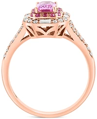 Effy Pink Sapphire (5/8 ct. t.w) & Diamond (1/3 ct. t.w) Halo Ring in 14k Rose Gold
