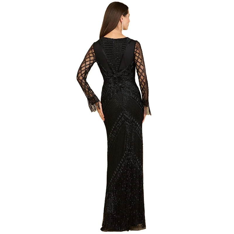 Lara Women's Long Sleeve Fringe Dress