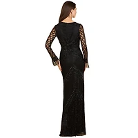 Lara Women's Long Sleeve Fringe Dress