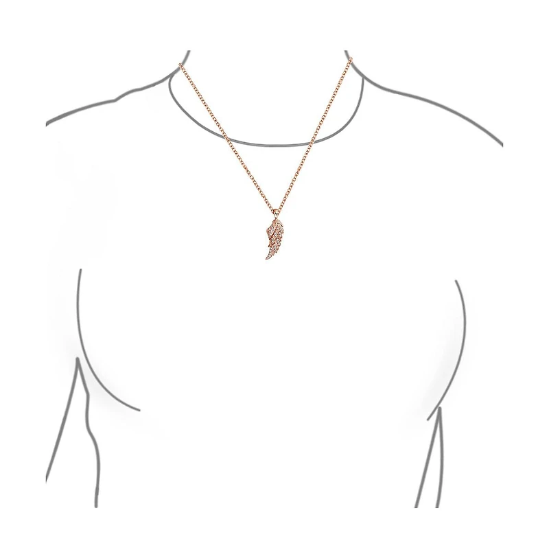 Bling Jewelry Religious Spiritual Cz Pave Accent Feather Guardian Angel Wing Pendant Necklace For Women Sterling Silver