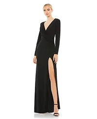 Women's Ieena Jersey Long Sleeve Asymmetrical Ruched Gown