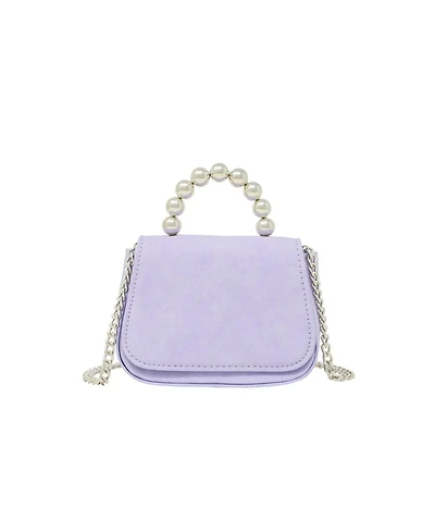 Girl's Purple Tiny Metal Pearl Handle Handbag