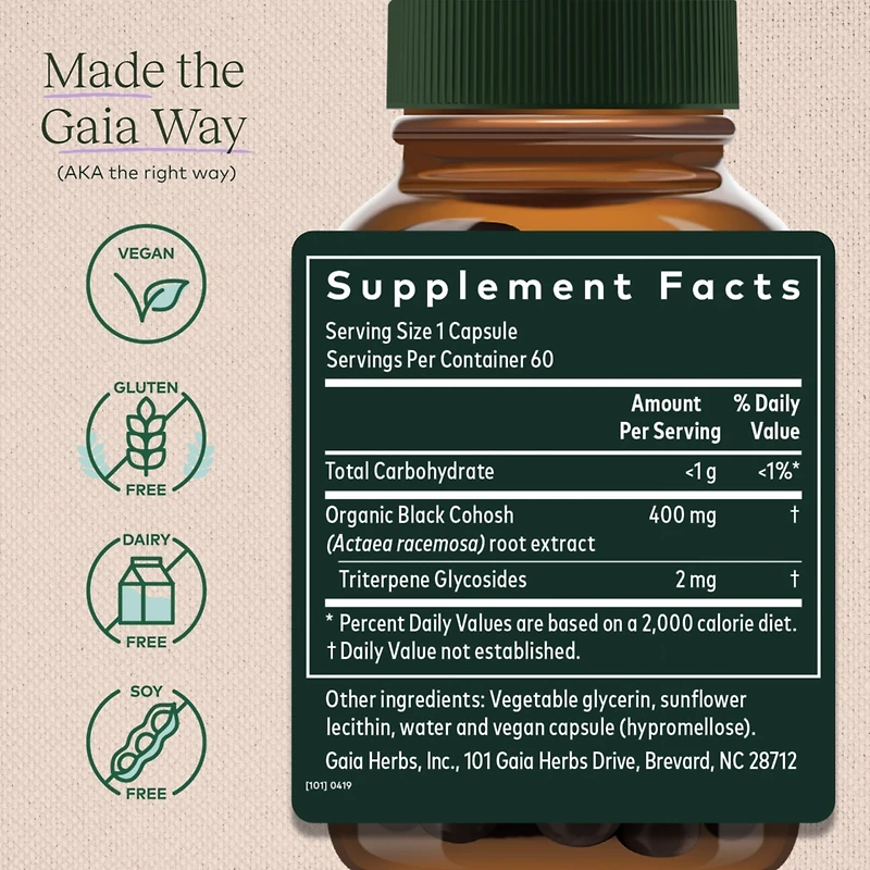 Gaia Herbs Black Cohosh - Menopause Support Supplement to Help Maintain Hormone Balance and Health for Women - With Organic Black Cohosh
