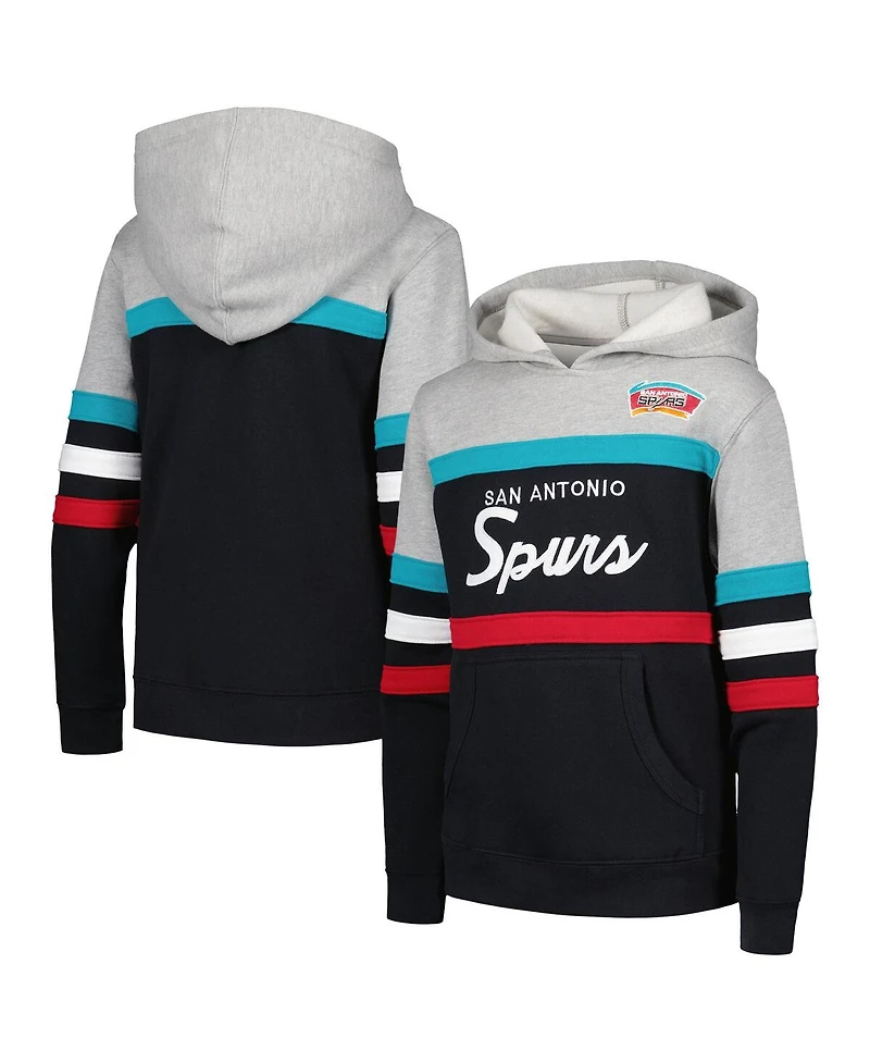 Big Boys Mitchell & Ness Gray, Black San Antonio Spurs Hardwood Classics Head Coach Pullover Hoodie