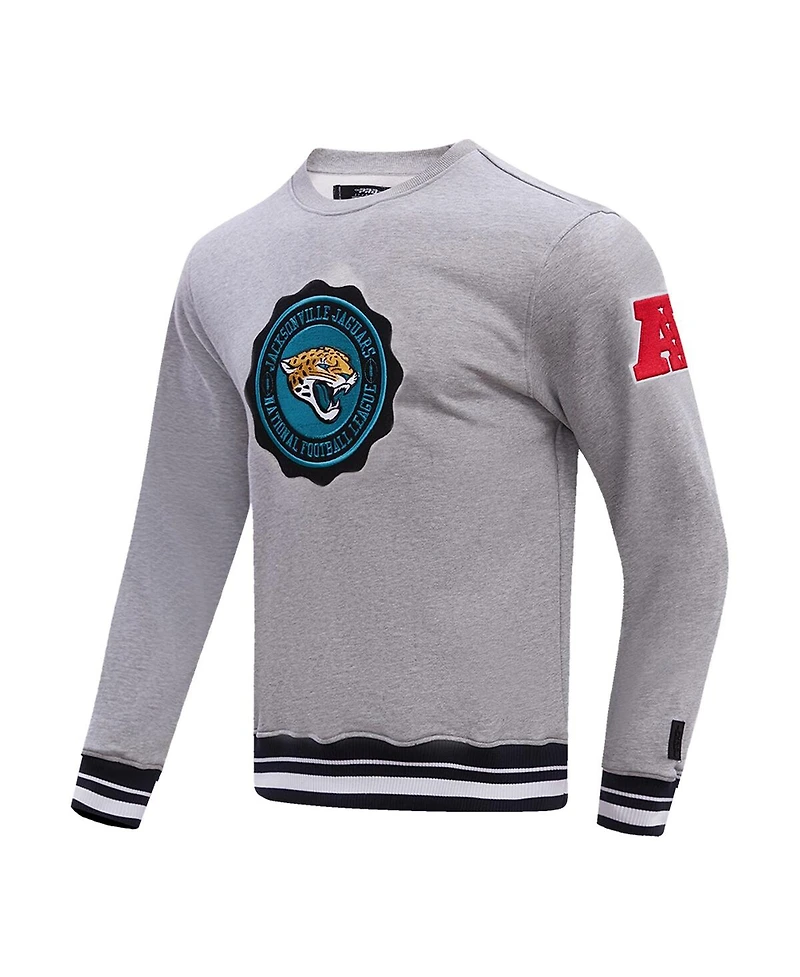 Men's Pro Standard Heather Gray Jacksonville Jaguars Crest Emblem Pullover Sweatshirt