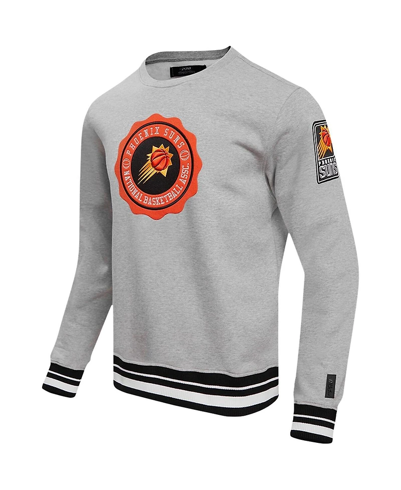 Men's Pro Standard Heather Gray Phoenix Suns Crest Emblem Pullover Sweatshirt