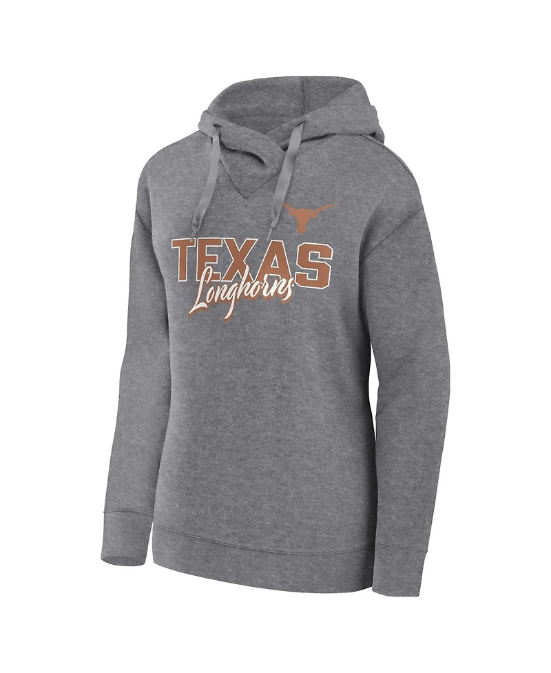 Women's Fanatics Heather Gray Texas Longhorns Script Favorite Pullover Hoodie