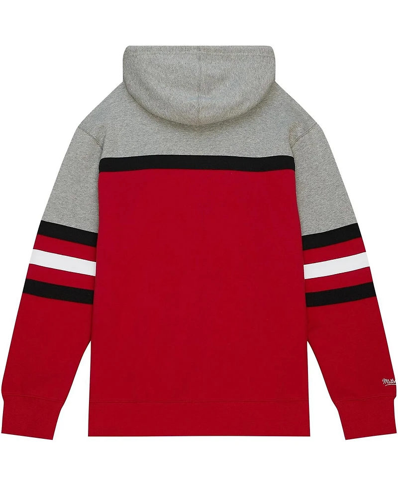 Men's Mitchell & Ness Red, Gray New Jersey Devils Head Coach Pullover Hoodie