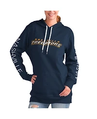 Women's G-iii 4Her by Carl Banks Navy Nashville Predators Overtime Pullover Hoodie