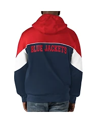 Men's Starter Navy, Red Columbus Blue Jackets Power Forward Full-Zip Hoodie