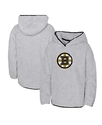 Big Girls Heather Gray Boston Bruins Ultimate Teddy Fleece Pullover Hoodie