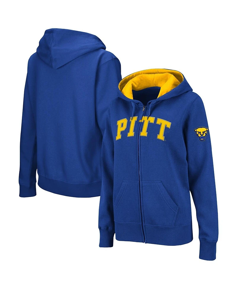 Women's Colosseum Royal Pitt Panthers Arched Name Full-Zip Hoodie