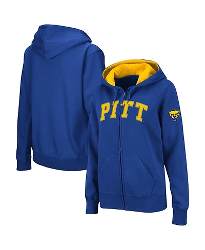 Women's Colosseum Royal Pitt Panthers Arched Name Full-Zip Hoodie