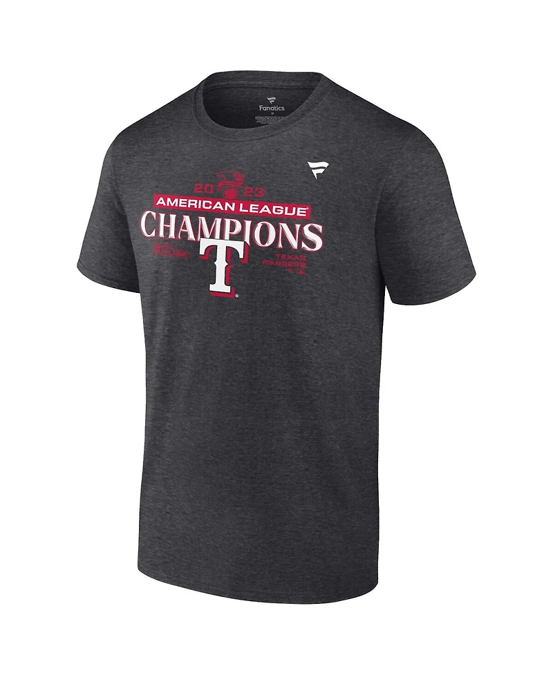 Men's Fanatics Heather Charcoal Texas Rangers 2023 American League Champions Locker Room Big and Tall T-shirt