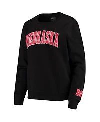 Women's Colosseum Black Nebraska Huskers Campanile Pullover Sweatshirt