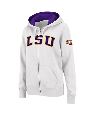 Women's Colosseum White Lsu Tigers Arched Name Full-Zip Hoodie