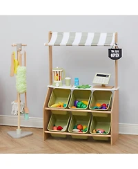 Teamson Kids - Little Helper Market Play Stand Play Kitchen - Olive Green