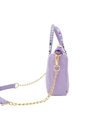 Girl's Purple Quilted Rhinestone Tote Bag