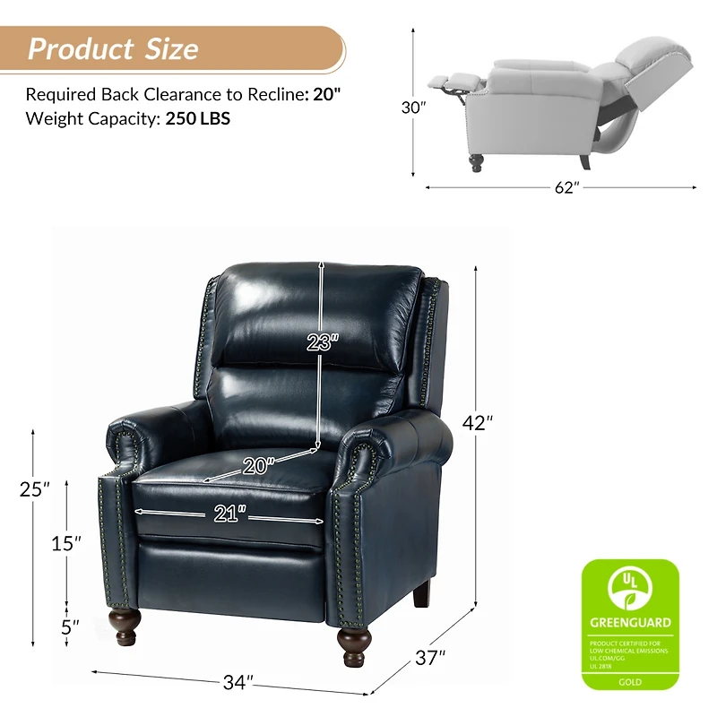 Franco Genuine Leather Manual Recliner