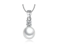 Pearl Pendant Necklace with Cubic Zirconia Accent Stone Necklace