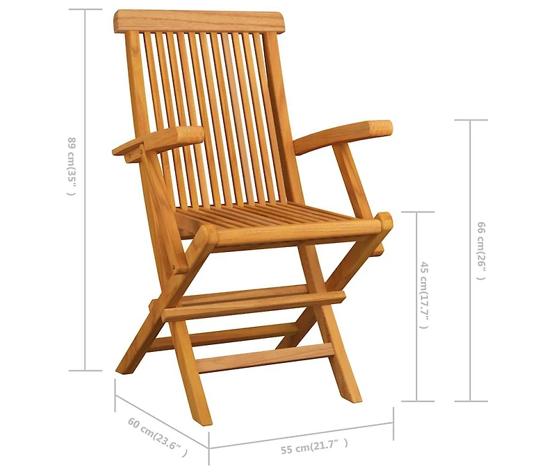 Folding Patio Chairs Set of 4 for Garden & Outdoor Teak Wood