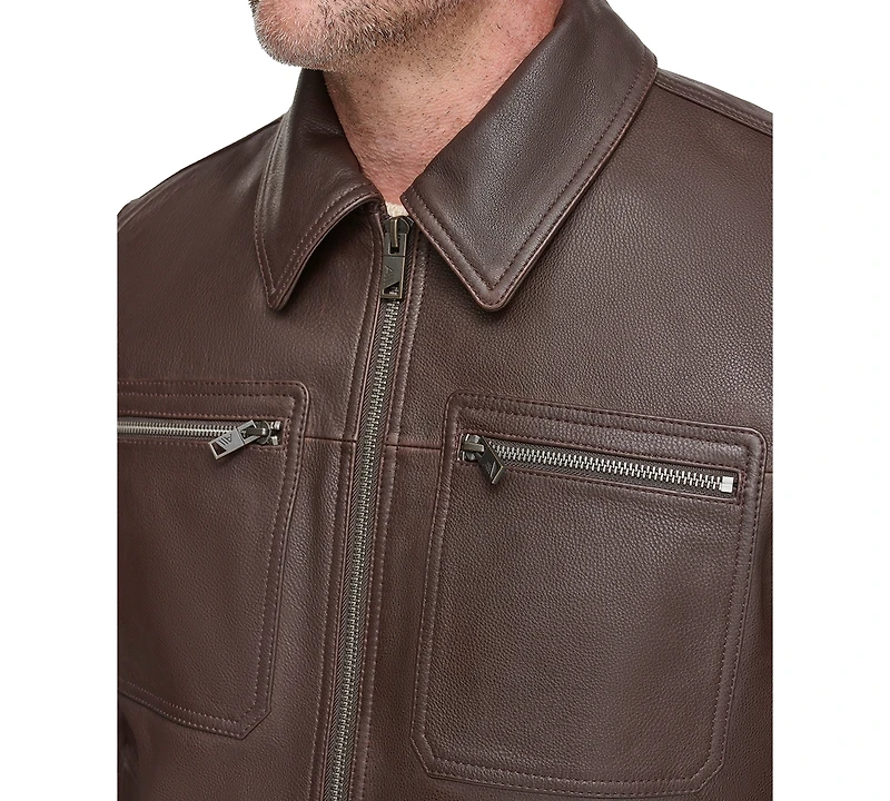 Marc New York Men's Halen Pebbled Leather Trucker Jacket