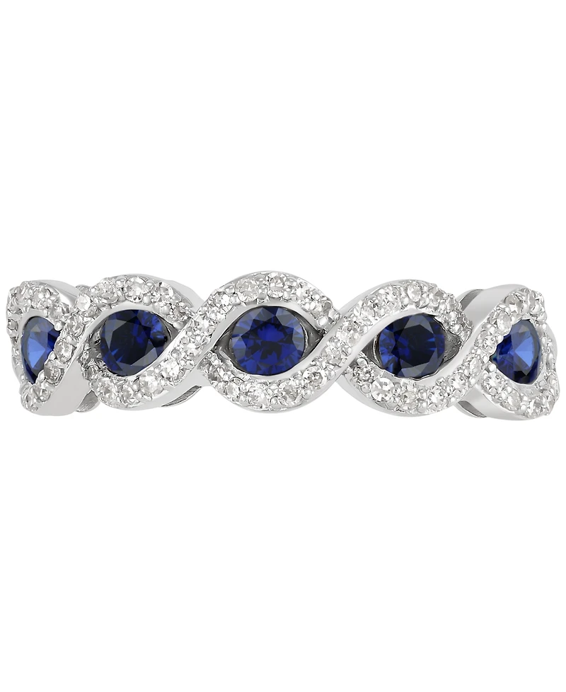 Emerald (5/8 ct. t.w.) & Diamond (1/4 ct. t.w.) Infinity Ring in 14k White Gold (Also in Ruby & Sapphire)